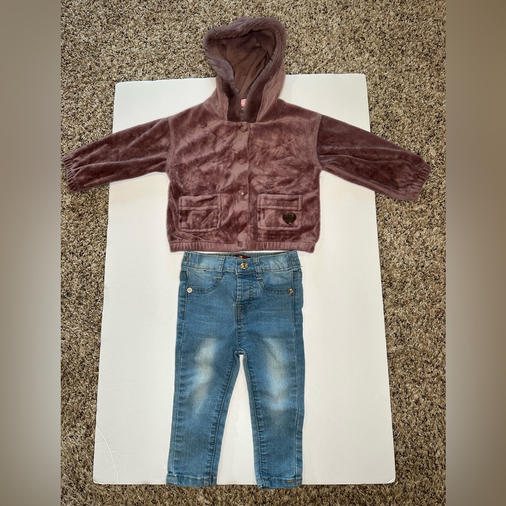 Juicy Couture Velour Hoodie +‎ 7 For All Mankind Jeans Set 12M